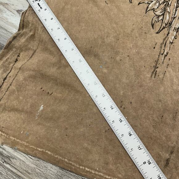 Affliction Tan Black Mens XL Wings Coat of Arms Mallgoth Tattoo T-Shirt CyberY2K - Picture 7 of 8